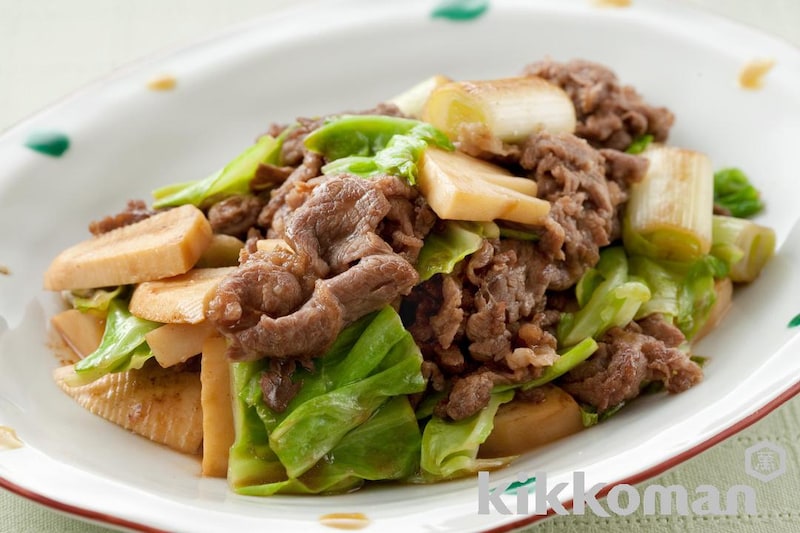 定番味でご飯がすすむ!牛肉とたけのこの炒め物