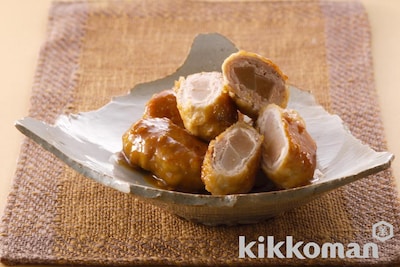 写真:うどの豚肉巻き みそ風味