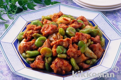 写真:鶏肉とそら豆のさっと炒め