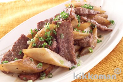 写真:ごぼうと牛肉のしょうゆ炒め