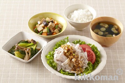 ねぎしょうがだれでいただく豚しゃぶサラダ(減塩しょうゆ使用)