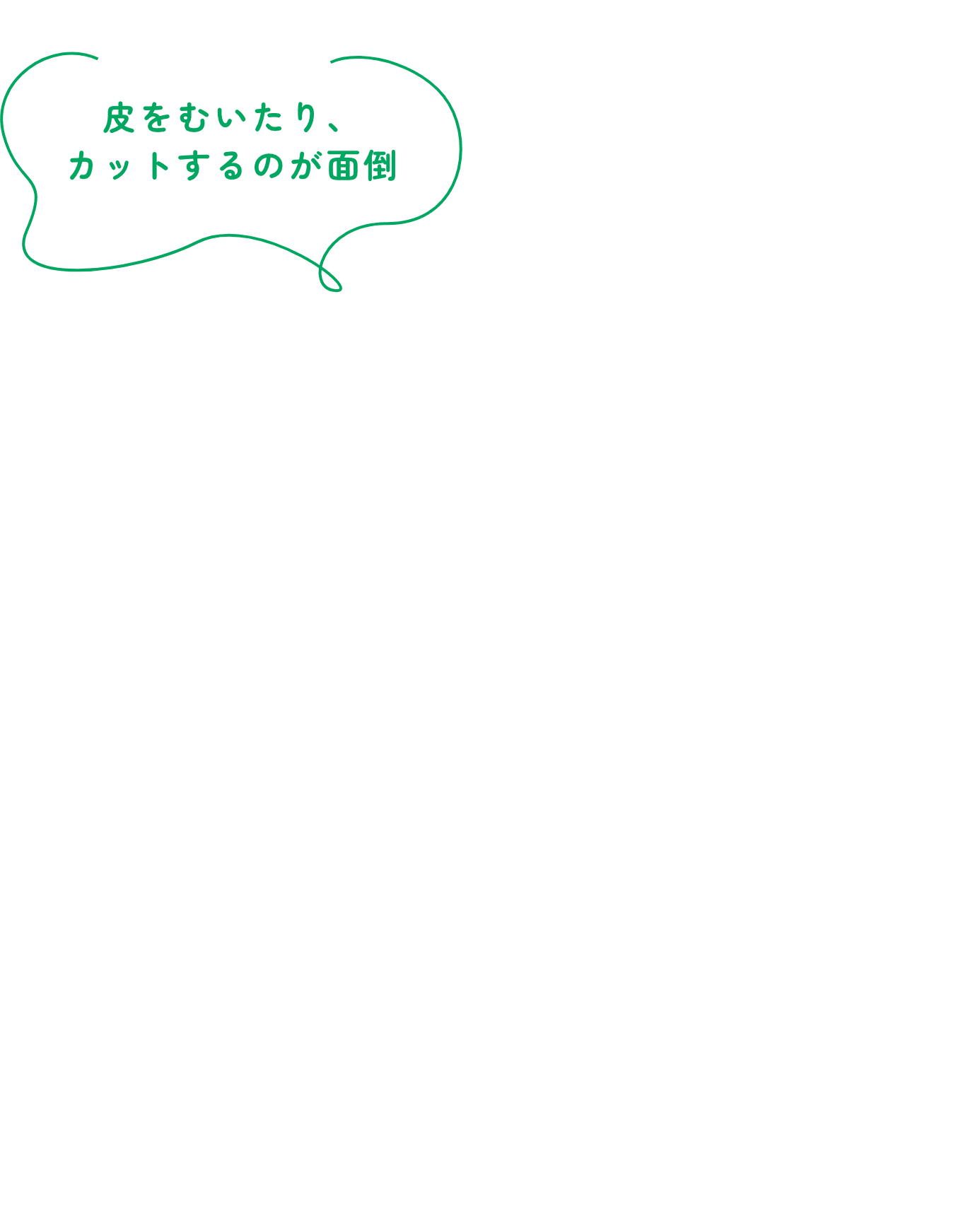皮をむいたり、カットするのが面倒