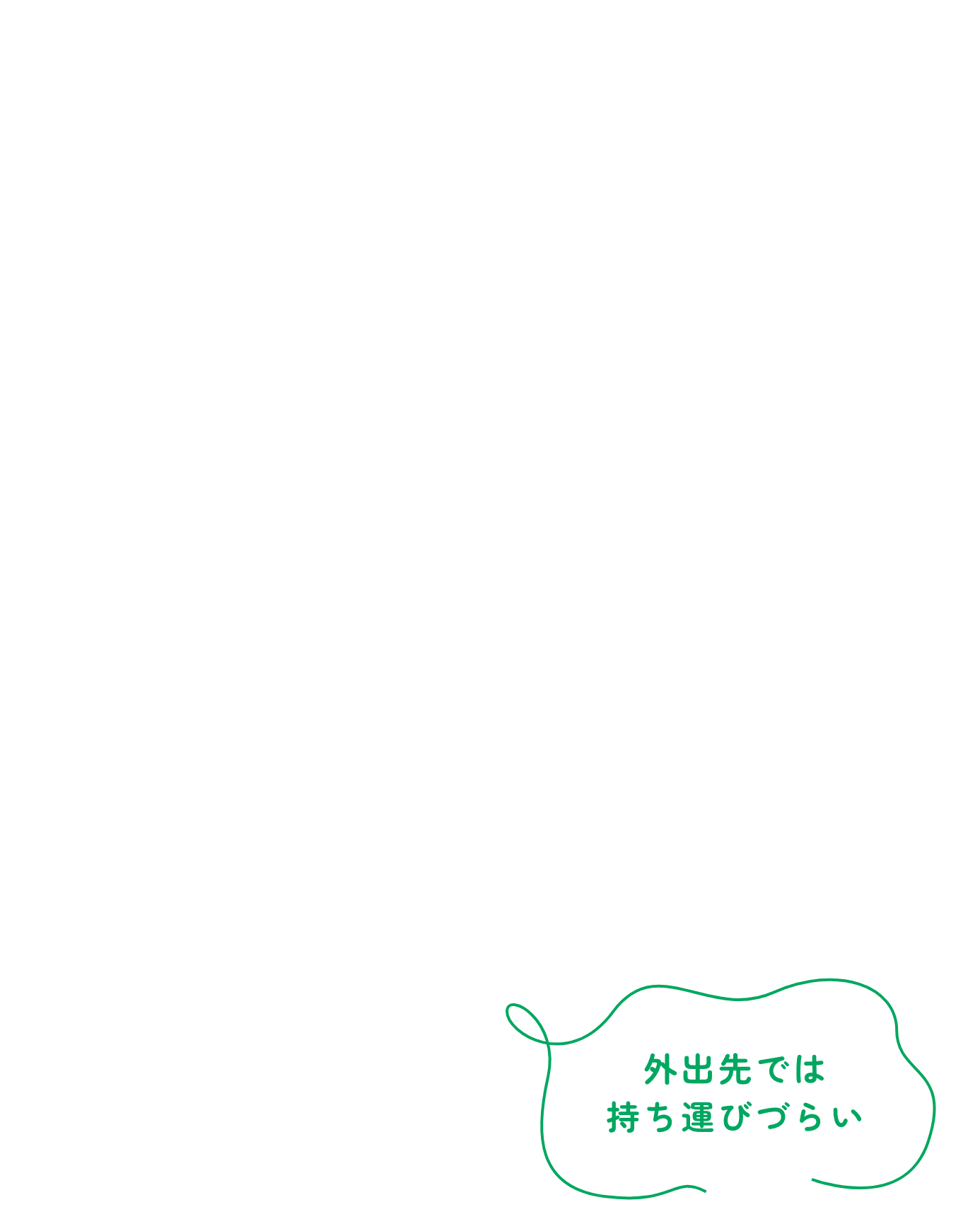 外出先では持ち運びづらい