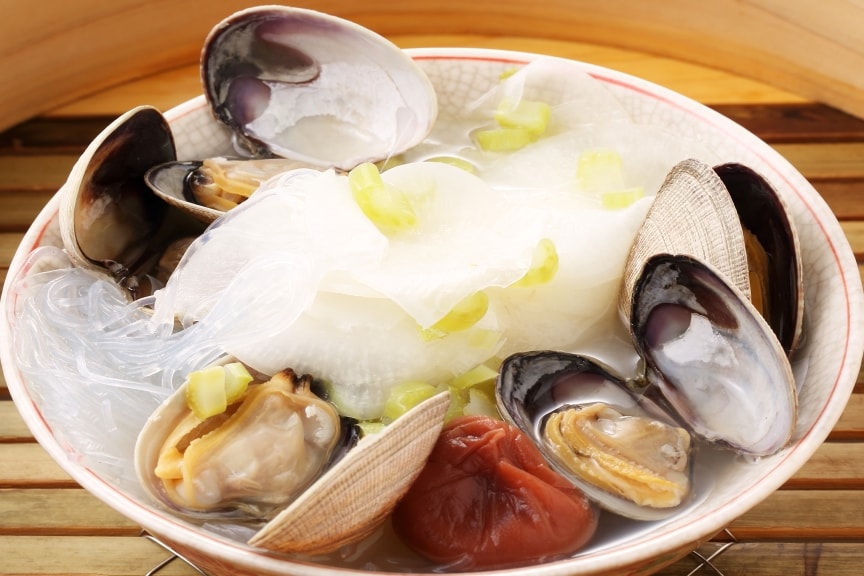 あさりと大根のはるさめ梅流し蒸し