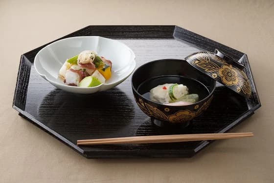鱧と賀茂茄子の真丈椀と冷やし炊合せ