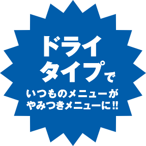 ドライタイプでいつものメニューがやみつきメニューに！！