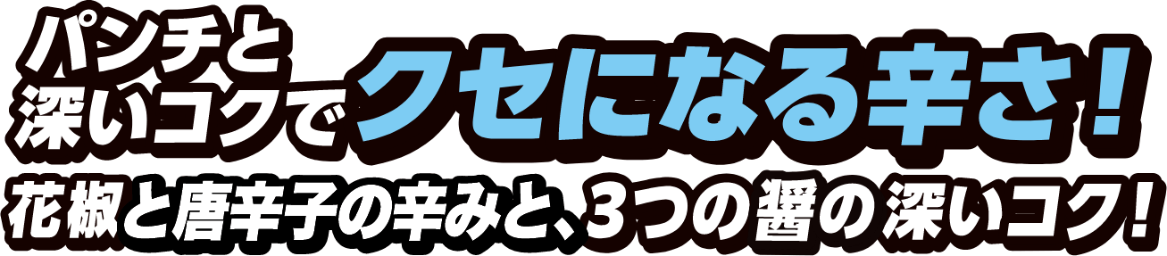パンチと深いコクでクセになる辛さ！花椒と唐辛子の辛みと、３つの醤の深いコク！