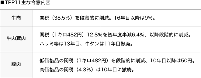 TPP11主な合意内容