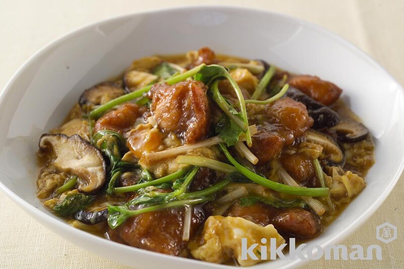 鶏肉揚げと卵の親子煮