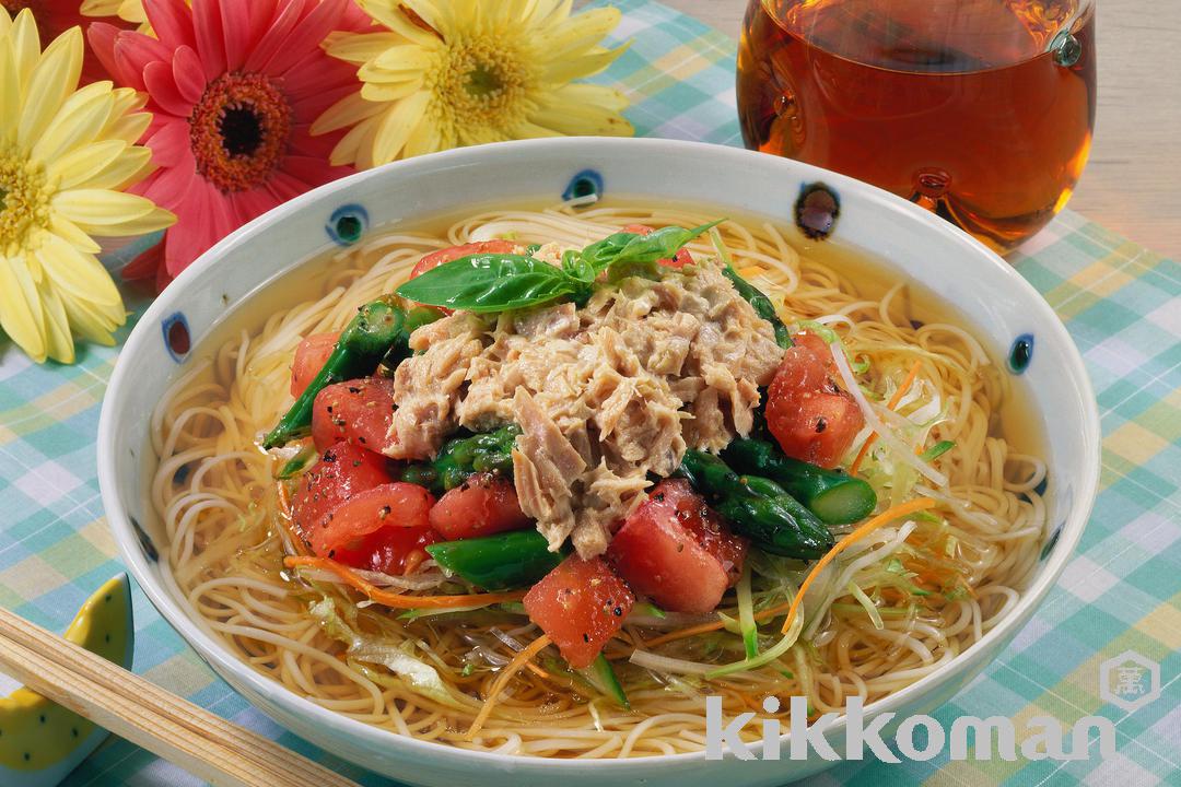 トマトとツナマヨのかけそうめん