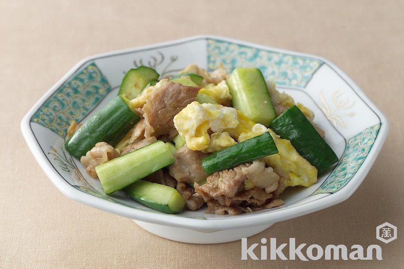 きゅうりと豚肉のオイスター炒め