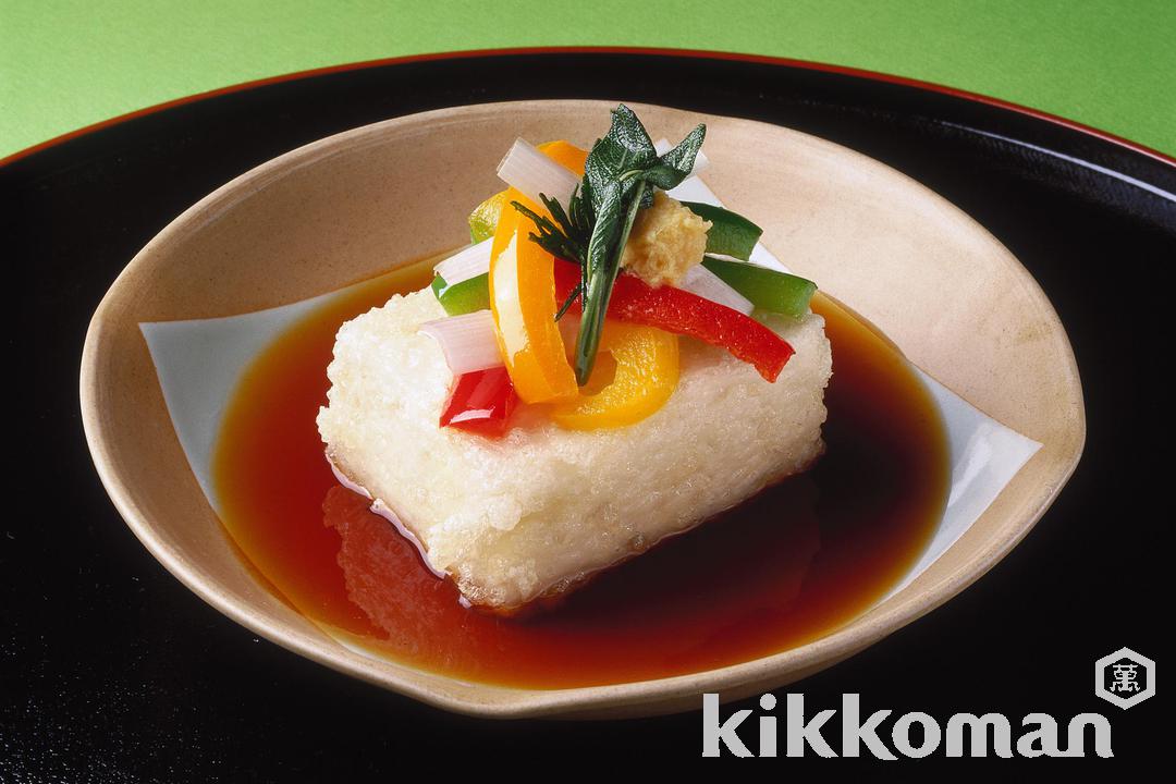 カラーピーマンの揚げ豆腐