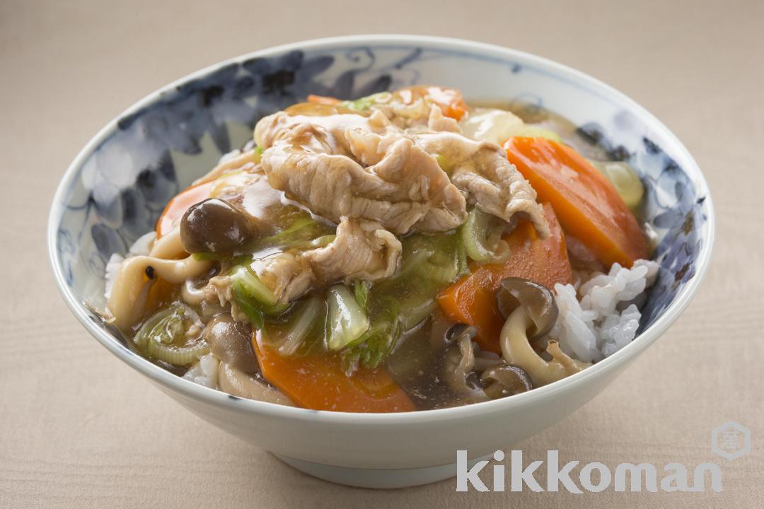 野菜と豚肉のあんかけご飯【人気のあつあつ丼】