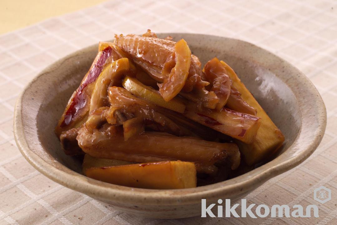 さつまいもと鶏手羽中のレモンしょうゆ煮