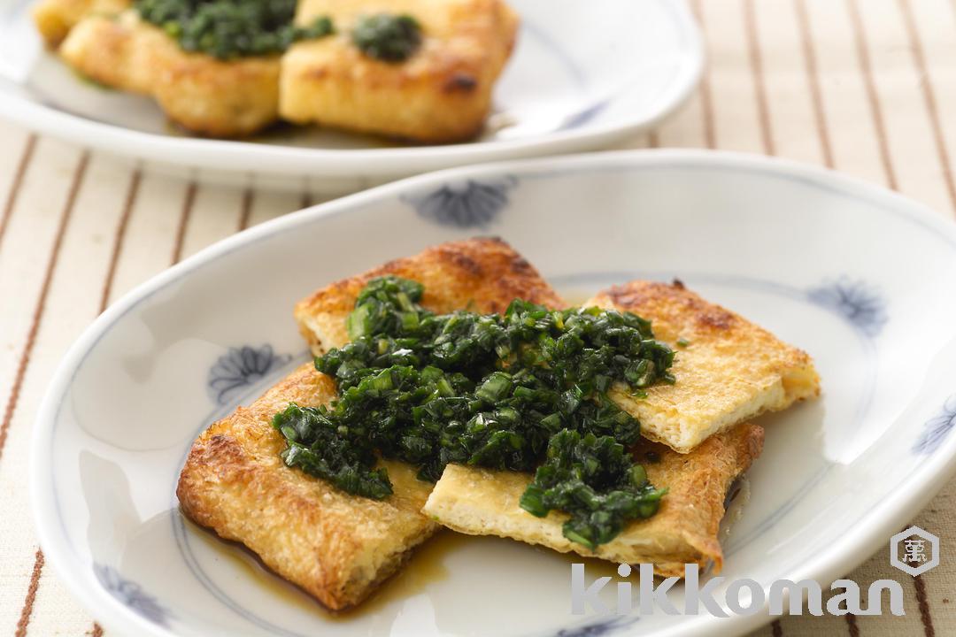 焼き油揚げのにらだれがけ【おつまみにも人気の簡単副菜】