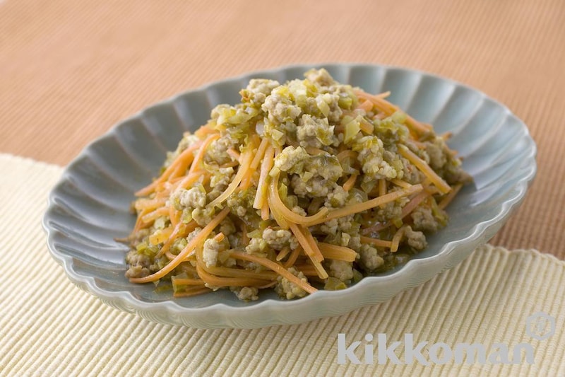 豚ひき肉とにんじんの高菜炒め