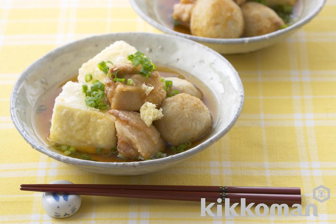 里芋、鶏肉、豆腐の揚げだし