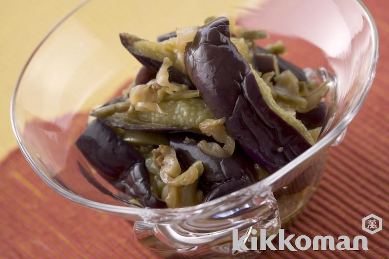 なすのレンジ蒸し ザーサイ酢じょうゆがけ