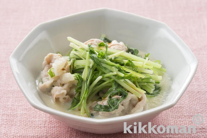 豚しゃぶと水菜の豆乳煮