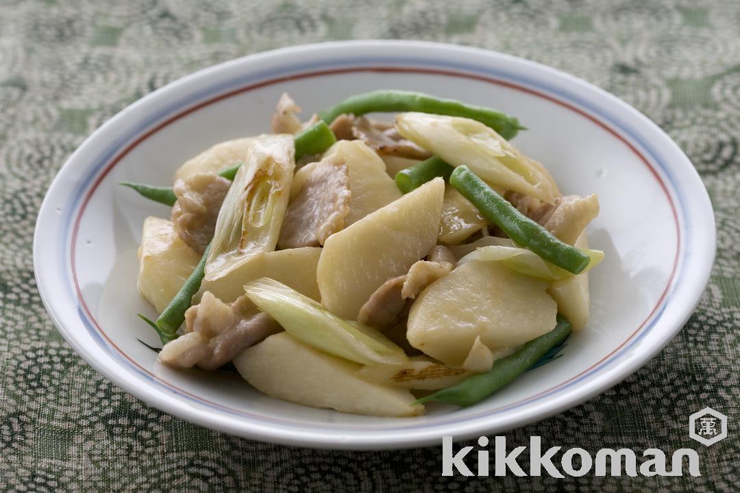 山芋と豚肉のぽんず炒め