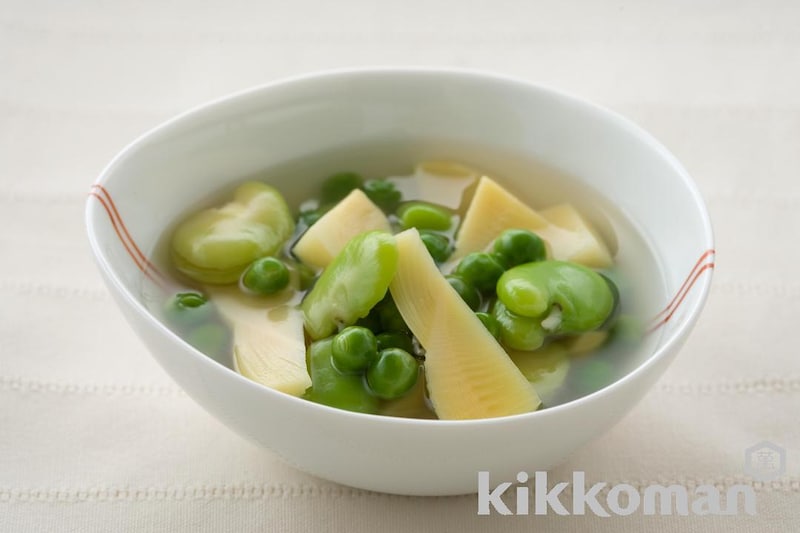 そら豆とたけのこの薄くず煮