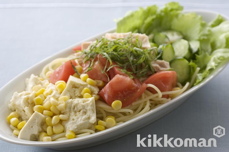 和風サラダスパゲッティ【豆腐でヘルシーなおいしさに】