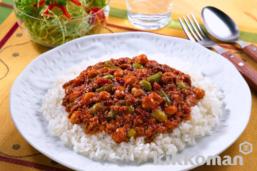 ひき肉と豆のドライカレー