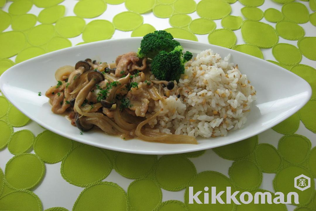 ウイスキーポーク　五穀ご飯添え