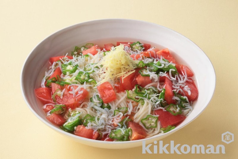 夏野菜としらすのだしかけそうめん(賛否両論 笠原氏)