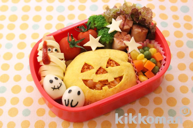 ハロウィンデコ弁(かぼちゃオムライス)