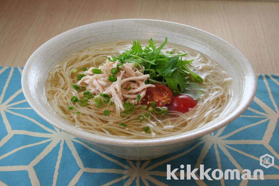 鶏と水菜のさっぱり冷やかけそうめん