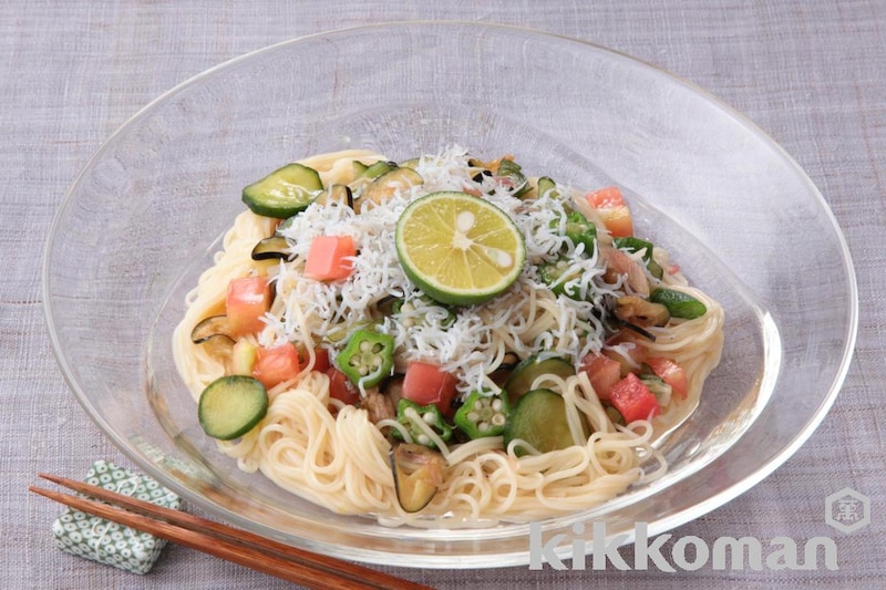 夏野菜としらすのそうめん(賛否両論 笠原氏)