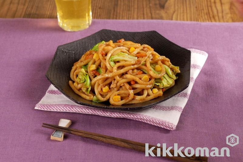 春キャベツとコーンのごま味噌うどん(うちのごはん使用)
