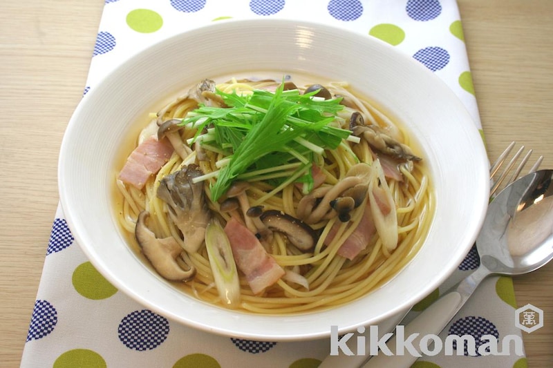 きのこの和風スープパスタ