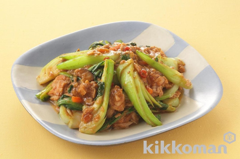ツナとチンゲン菜のごま味噌炒め(うちのごはん使用)