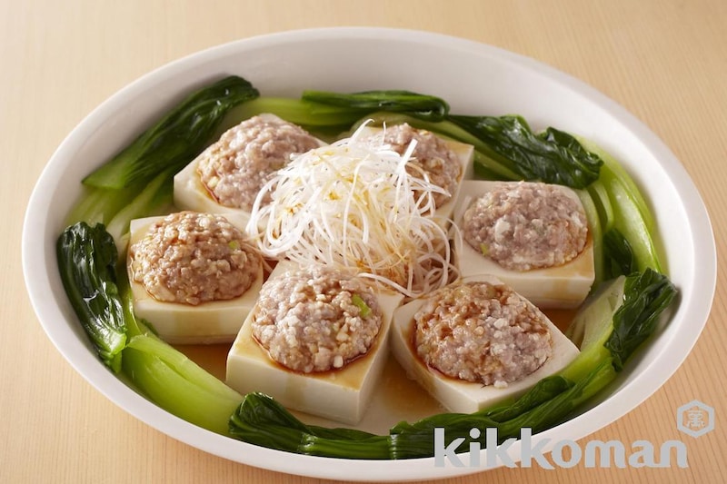 肉だんごのせ豆腐のレンジ蒸し