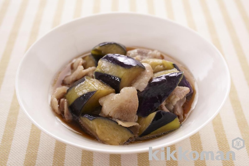 なすと豚肉のさっと煮(旨み広がるだししょうゆ使用)