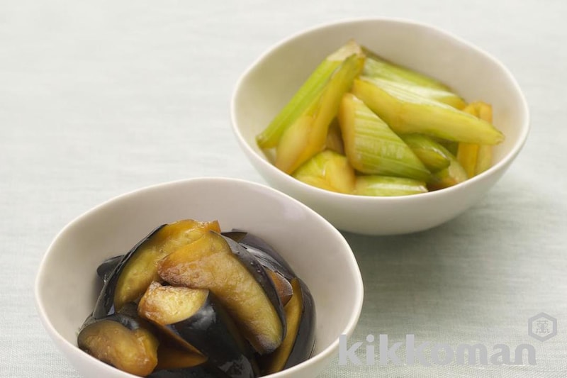 なすとセロリの浅漬け(しぼりたて生しょうゆ使用)