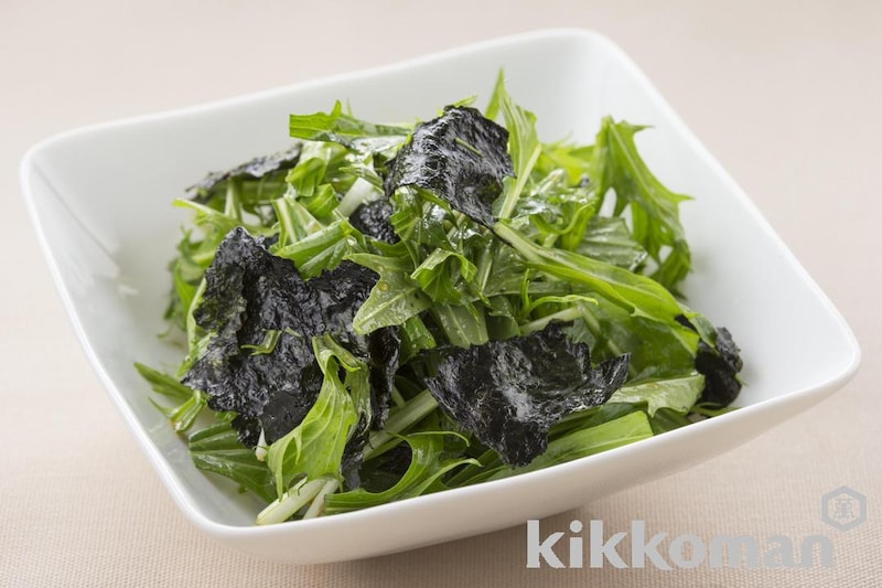 水菜とのり(海苔)のチョレギサラダ【ごま油としょうゆで簡単】