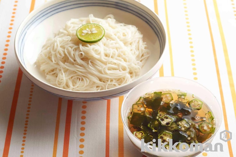 おくらしそわかめつゆ つけそうめん(賛否両論 笠原氏)