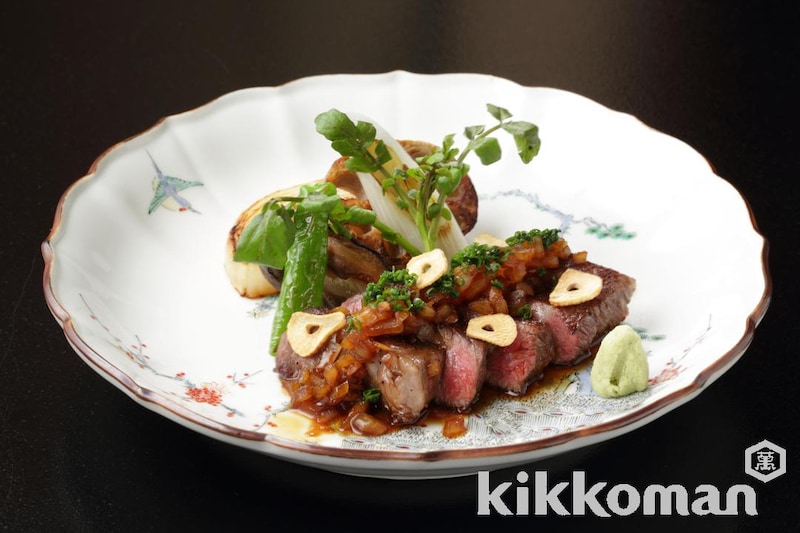 牛肉の和風ステーキ 玉ねぎにんにく醤油で