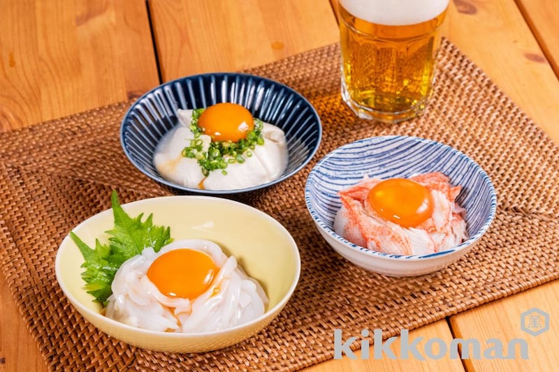 卵黄のしぼ生漬け おつまみアレンジ3種 【味つけは生しょうゆだけ】