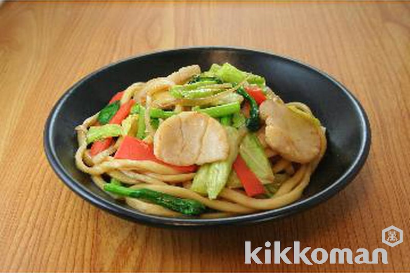 帆立の中華風焼きうどん(めんみ使用)