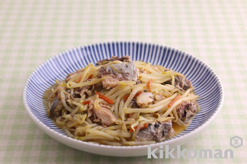 もやしとさば缶のにんにく醤油炒め(うちのごはん使用)