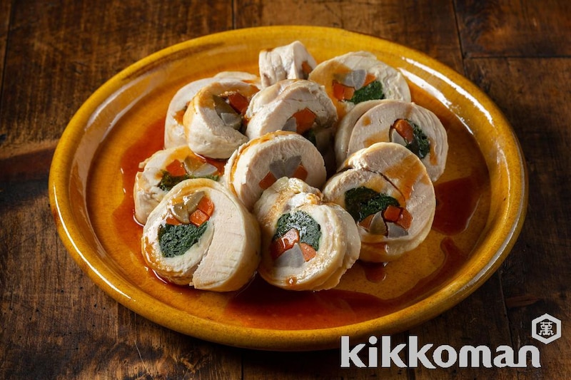 鶏むね肉の旬野菜巻き