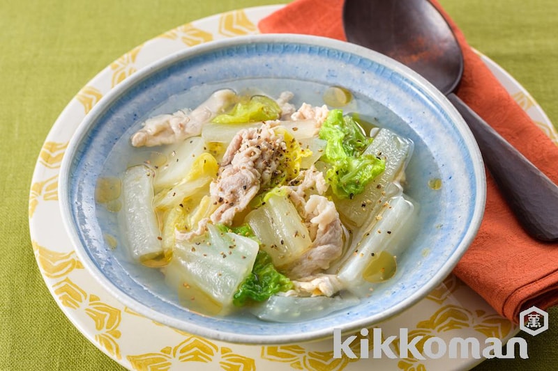 白菜と大根の中華風おかずスープ【白だしで簡単味つけ】