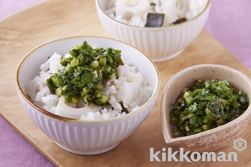れんこんの炊き込みご飯 にら醤(ジャン)仕立て