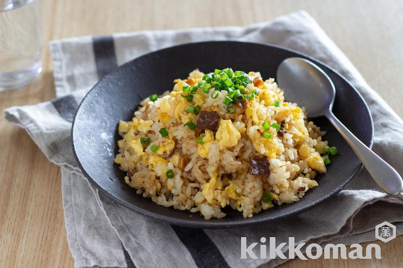 フライパンで!牛ガーリックチャーハン(うちのごはん使用)