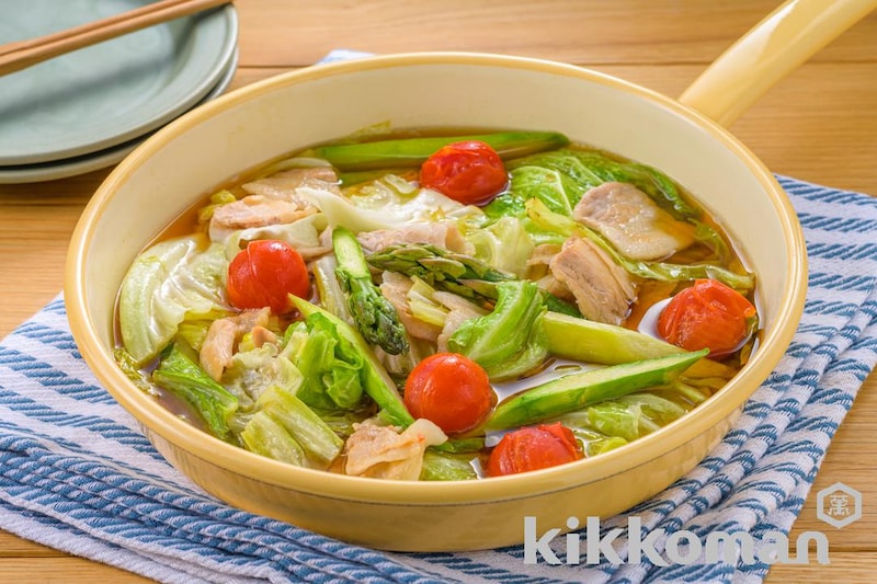 しぼ生で楽しむ!春野菜と豚肉の香り蒸し