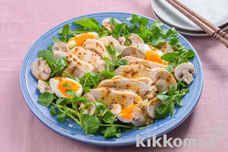 電子レンジで簡単!春野菜と蒸し鶏のサラダ